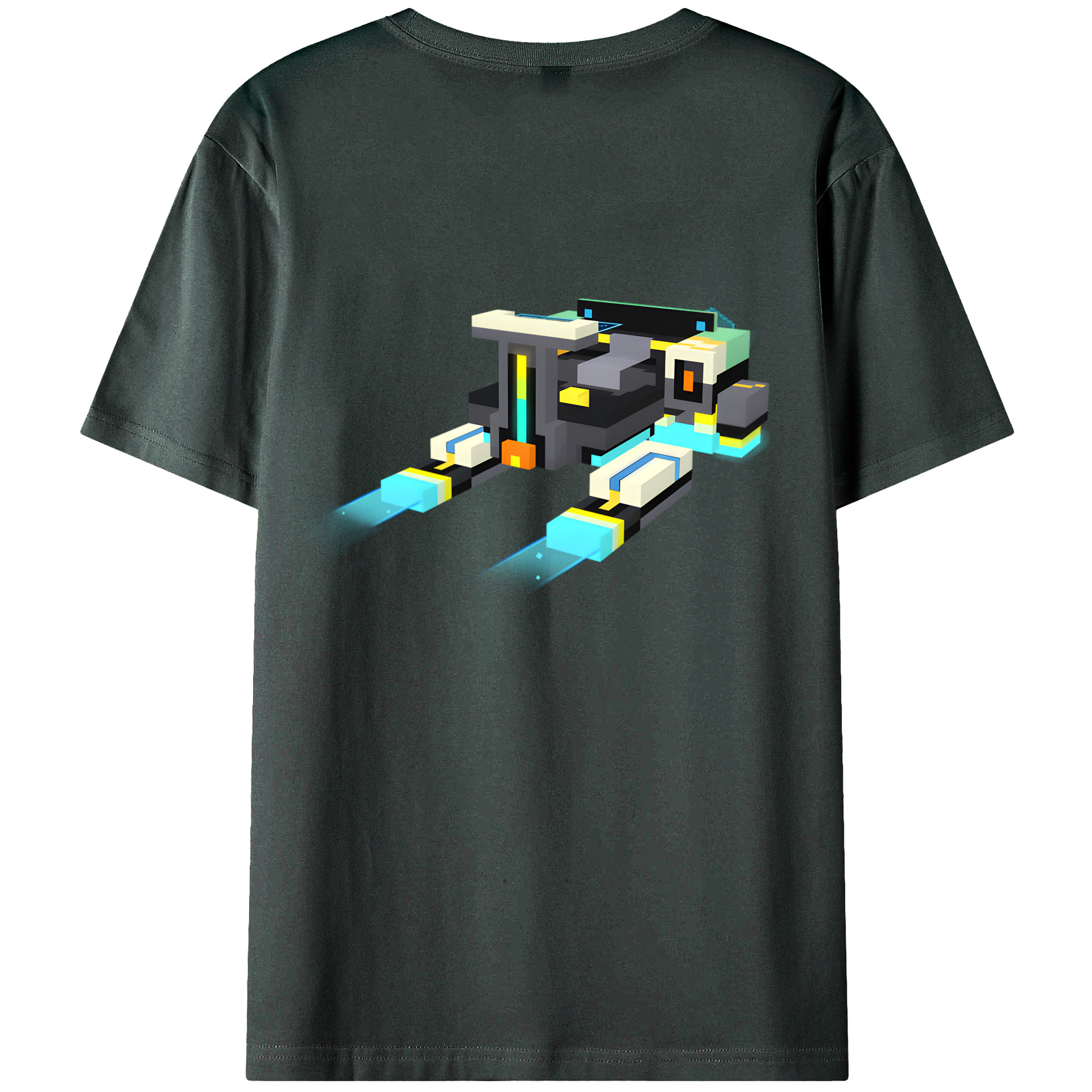 （画像用） マインクラフト ブロックの世界 Minecraft MC Block world 綿100％ メンズ半袖Tシャツ（バックプリント） 通気性
